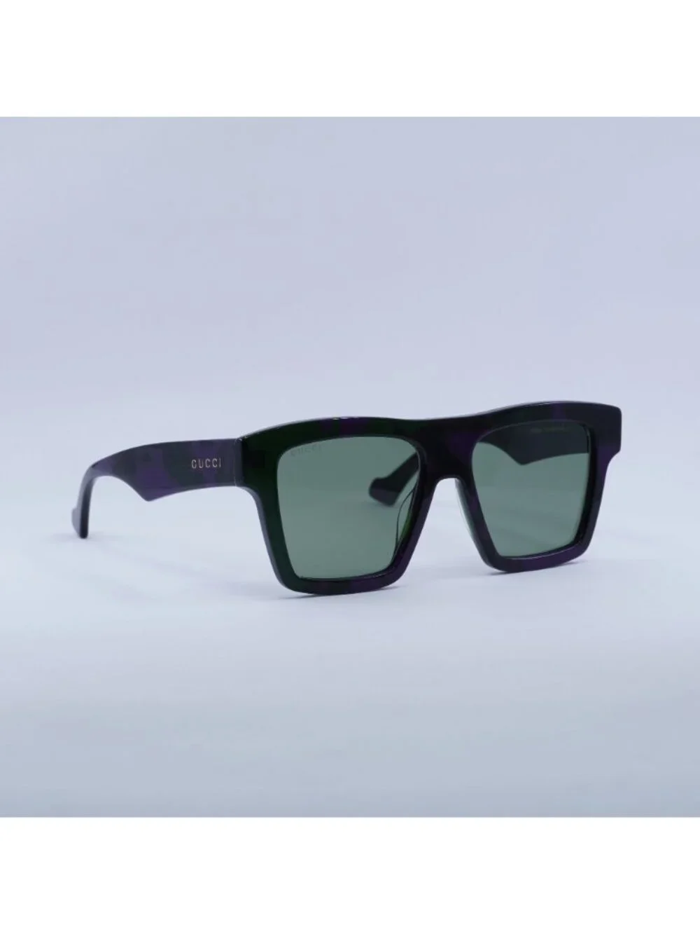 Gucci GG0962S 014 Sunglasses Purple Square Frame, Green Lenses
